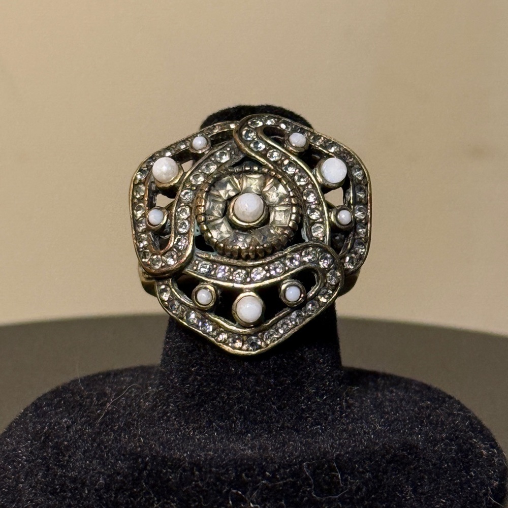 Heidi Daus Silver and White Vintage-Inspired Ring